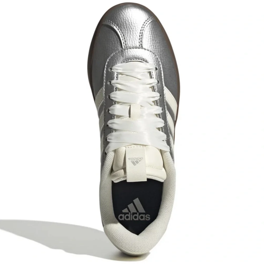 Adidas VL Court 3.0 Women's Shoes - Metallic Silver and White NEW in Box Size 8 - Picture 5 of 14